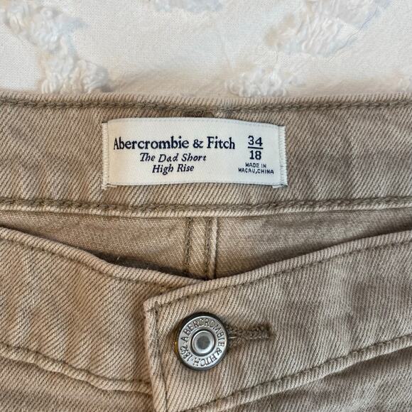 Abercrombie and Fitch High Rise Dad Shorts Womens Size 34 Tan Khaki Brown - Picture 3 of 4
